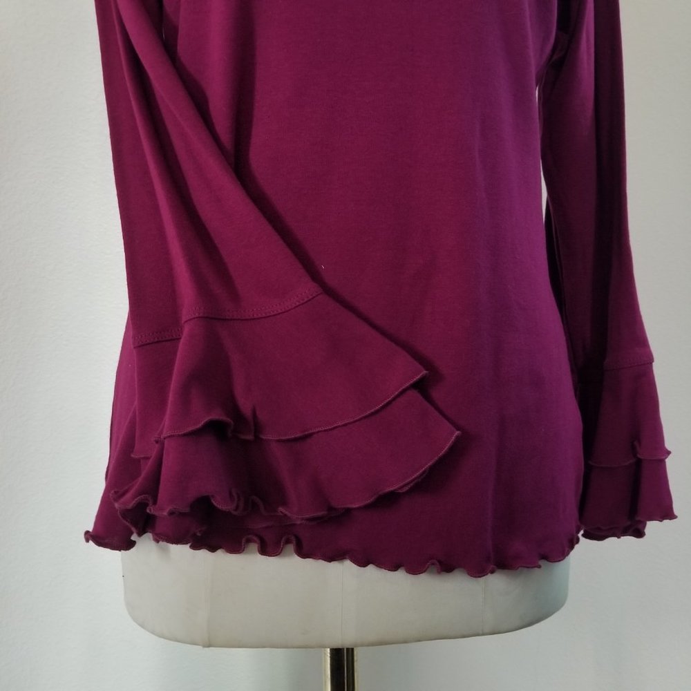Magenta Pink Ruffle Top Large - Picture 5 of 7